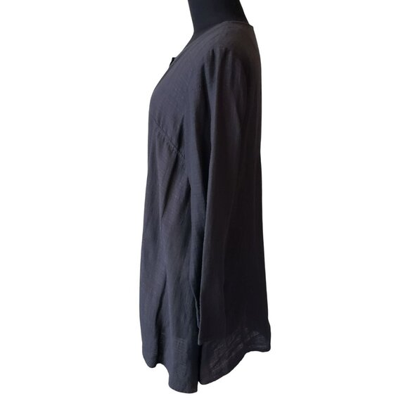 Eileen Fisher Petite Linen Viscose Black Gray Button Down Top Blouse Petite S PS - Picture 7 of 11